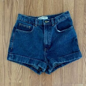 American Apparel womens denim high-waist cuffed shorts
